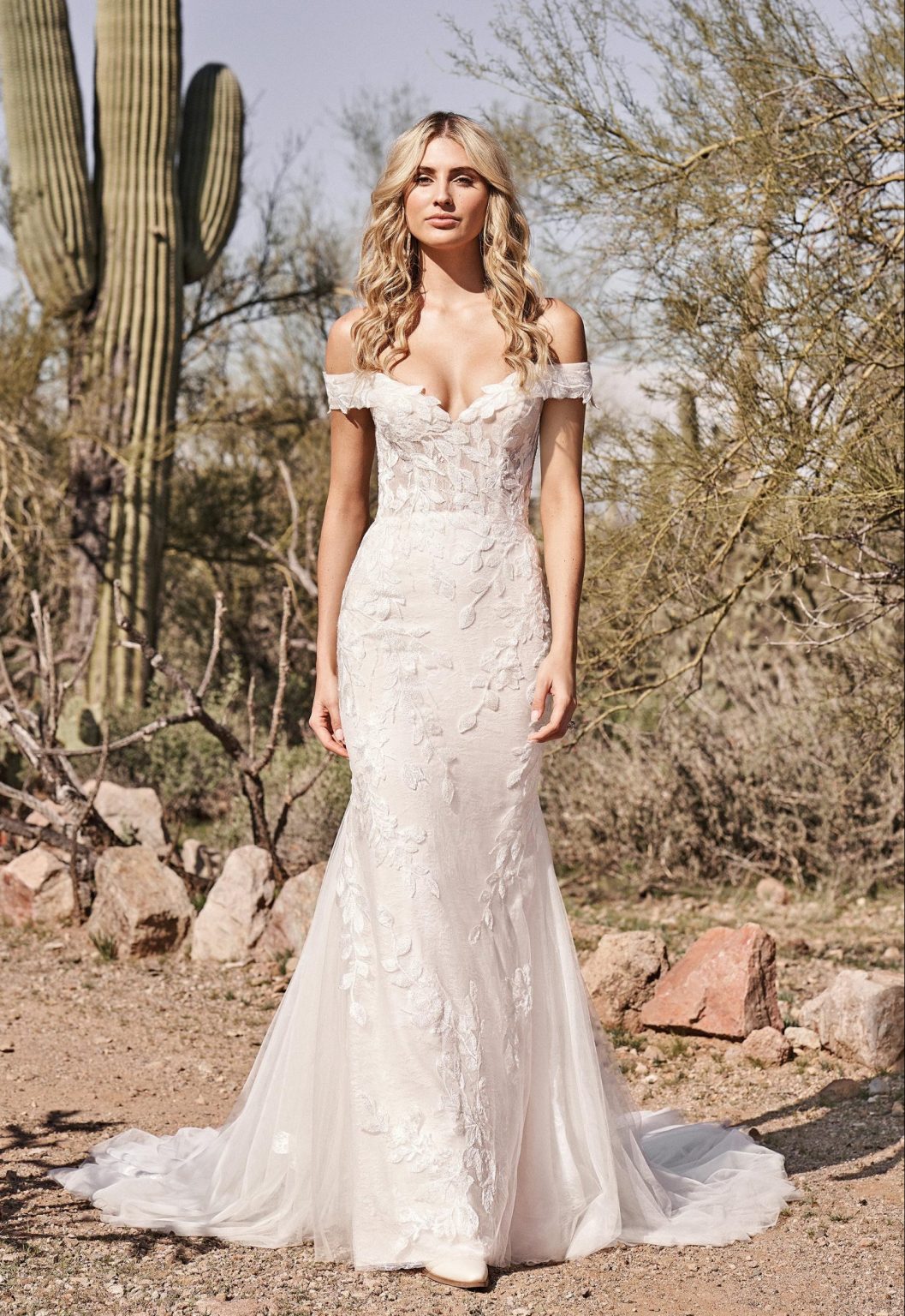 Lillian West 66160, Fit and Flirty Leaf Lace Wedding Dress