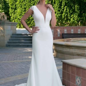 plain cap sleeve wedding dress