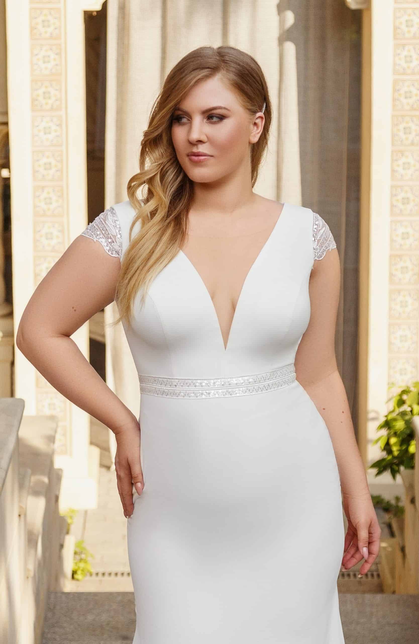 fitted cap sleeve wedding dress