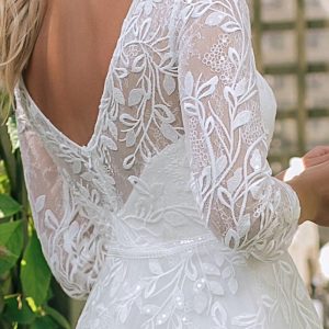 leaf lace wedding dress