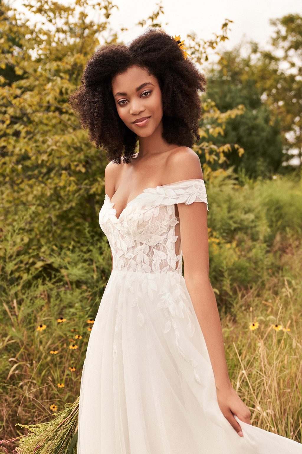 leaf detail wedding dress