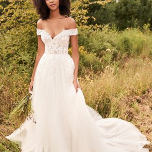 off the shoulder aline wedding dress