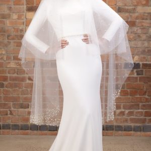 90cm pearl double veil