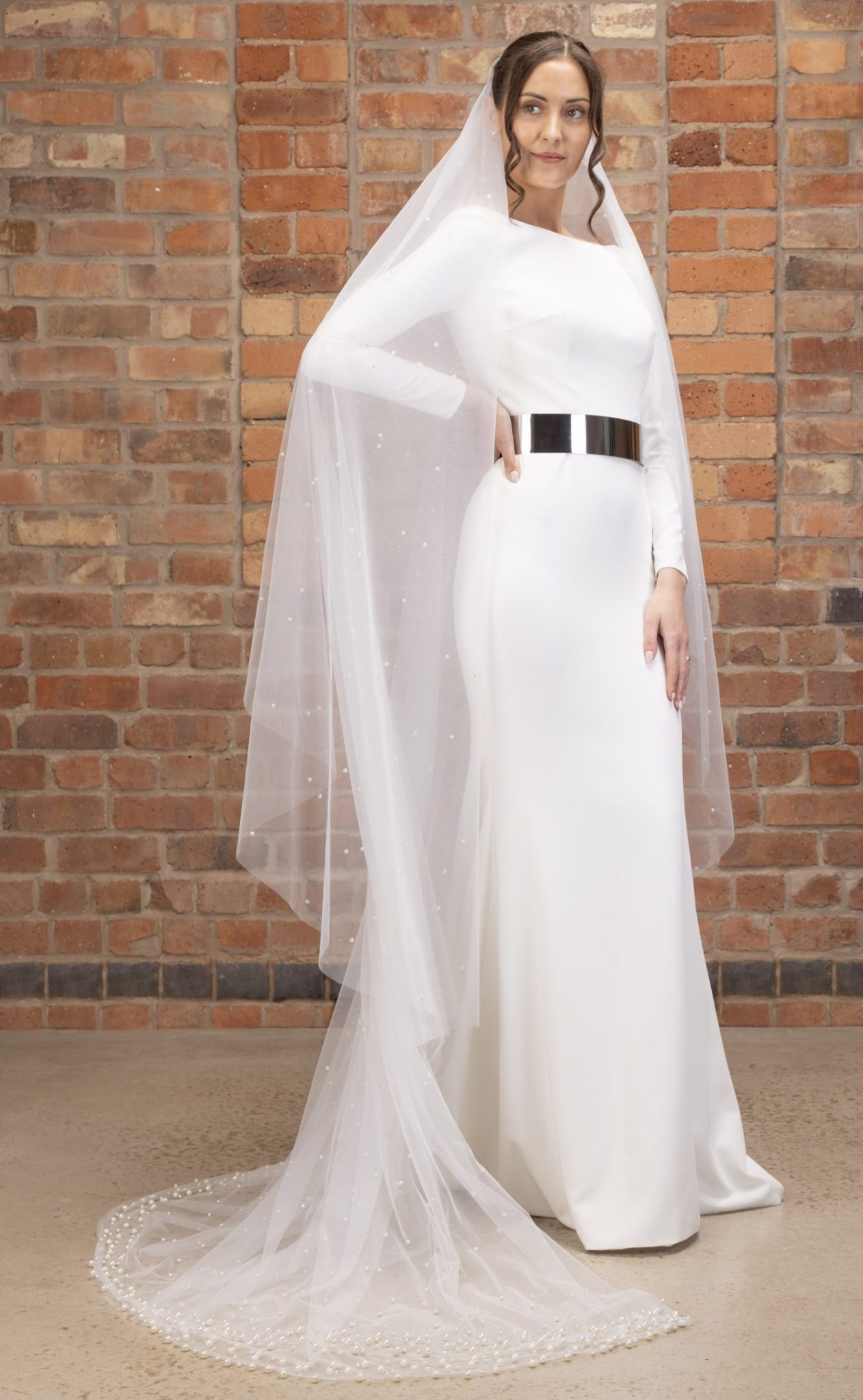 heavily pearled veil