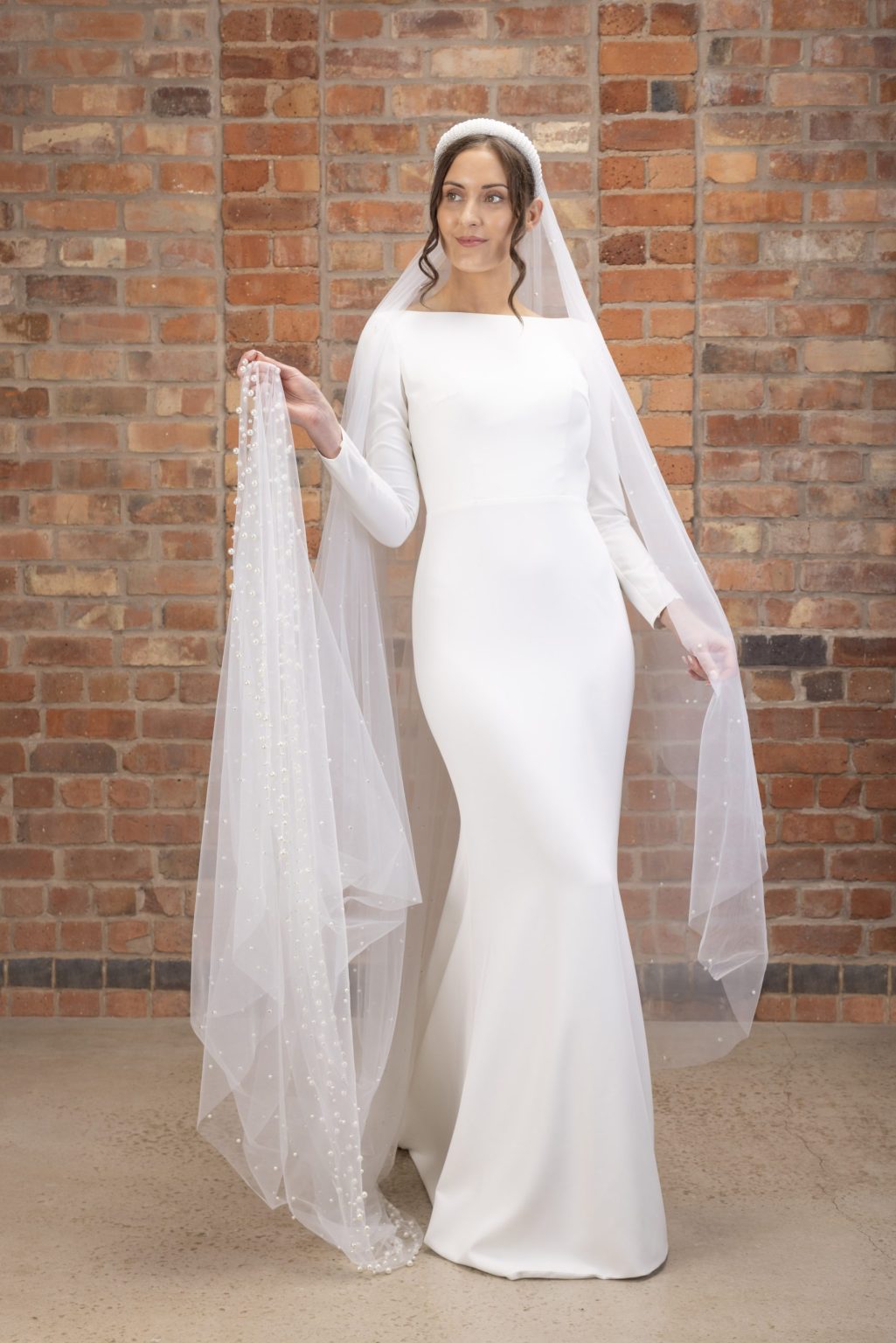 300cm pearl double veil