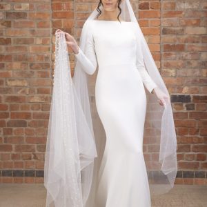 300cm pearl double veil