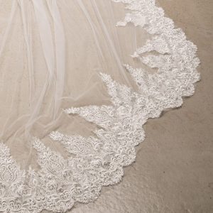 heavy lace long veil