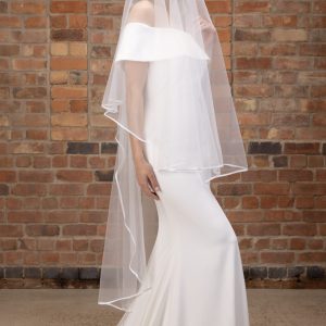 satin edge two tier veil