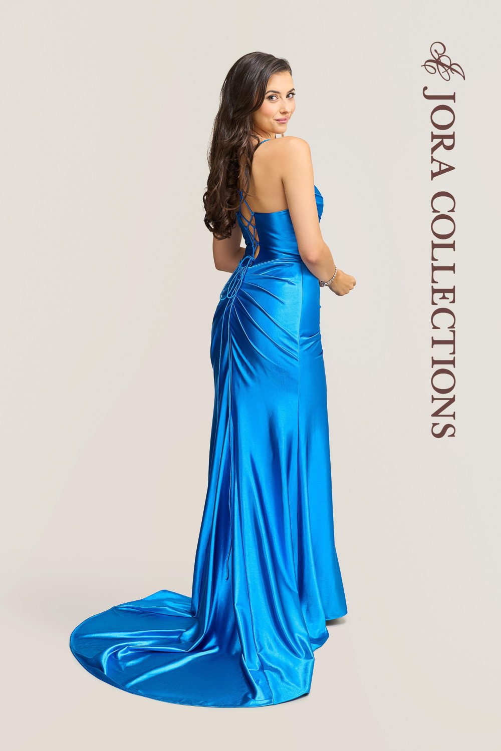 low back sapphire blue prom dress