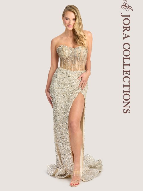 S80107 Champagne Prom Dress