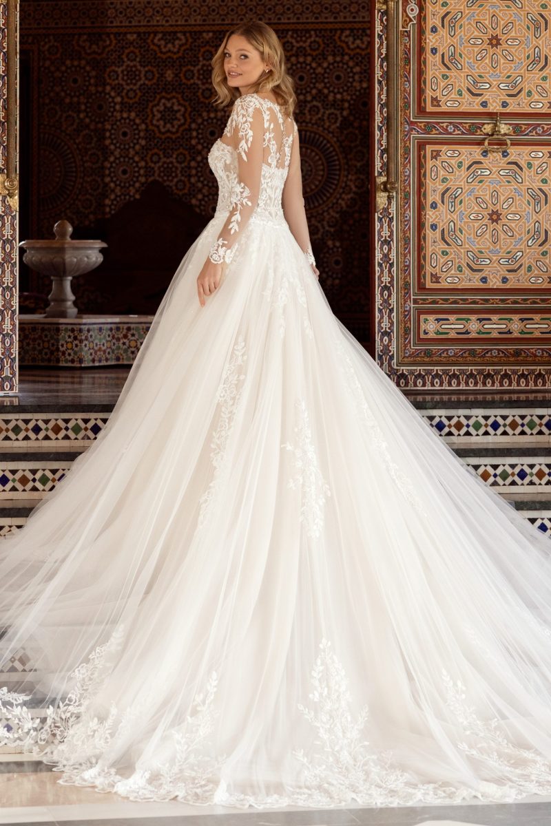 blush pink princess wedding dress