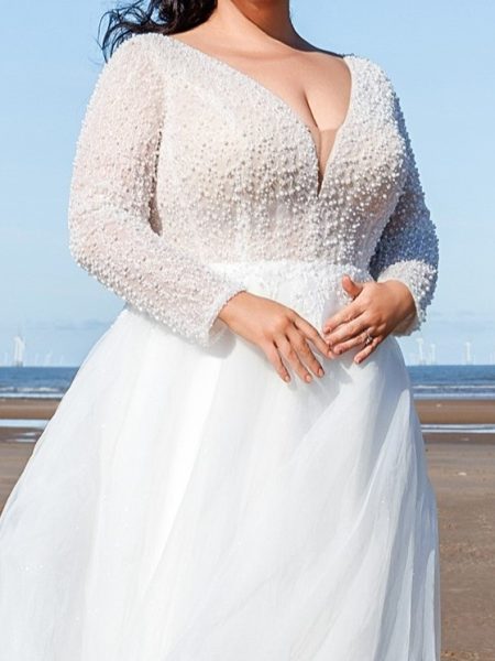 long sleeve plus size wedding dress