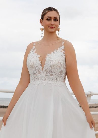 wedding dress with plunge neckline