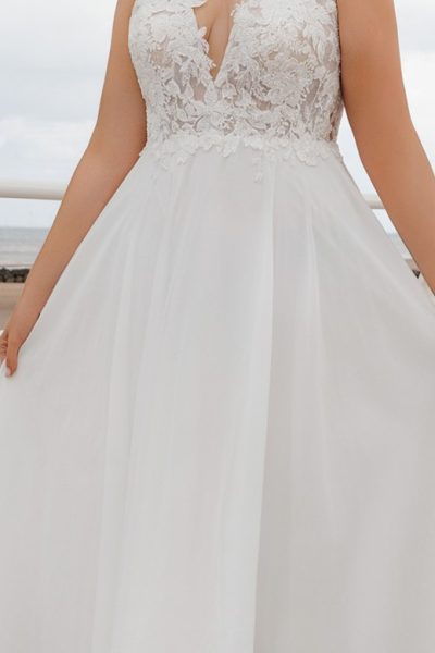 chiffon wedding dress with lace