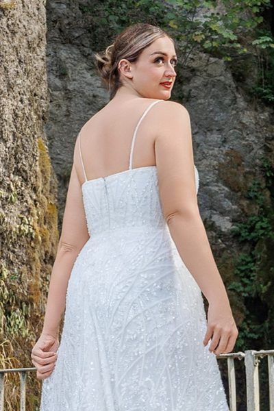vintage wedding dress with high back