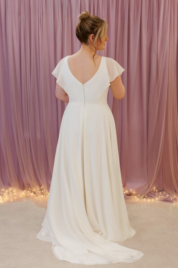 high back wedding dress with sleeves