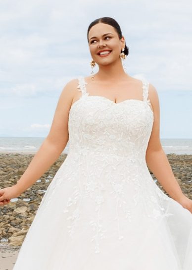 embroidered lace wedding dress