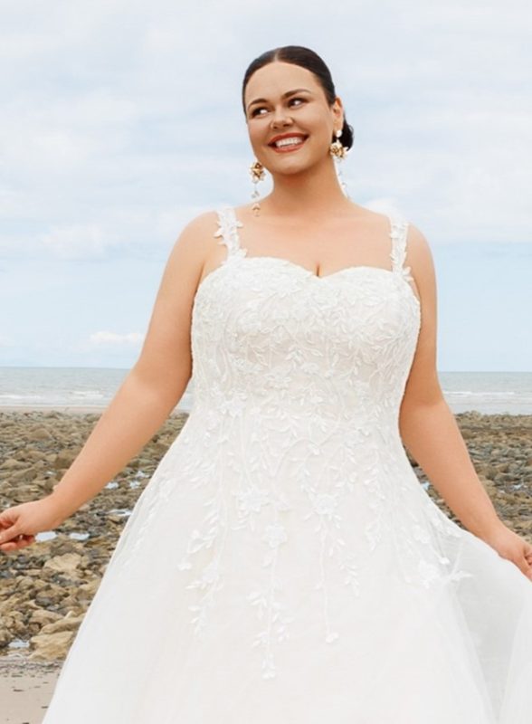 embroidered lace wedding dress