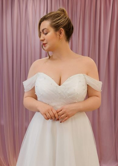 pearl a line wedding dress