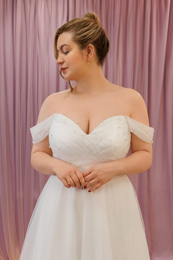 pearl a line wedding dress
